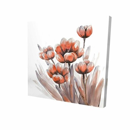 FONDO 16 x 16 in. Watercolor Red Flowers-Print on Canvas FO2793490